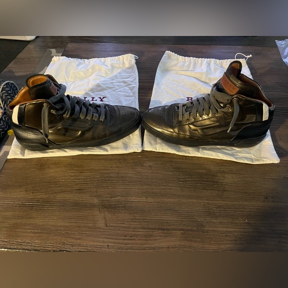 Bally shiny leather high top sneakers ETHYX men’s 8 1/2 - Picture 2 of 5